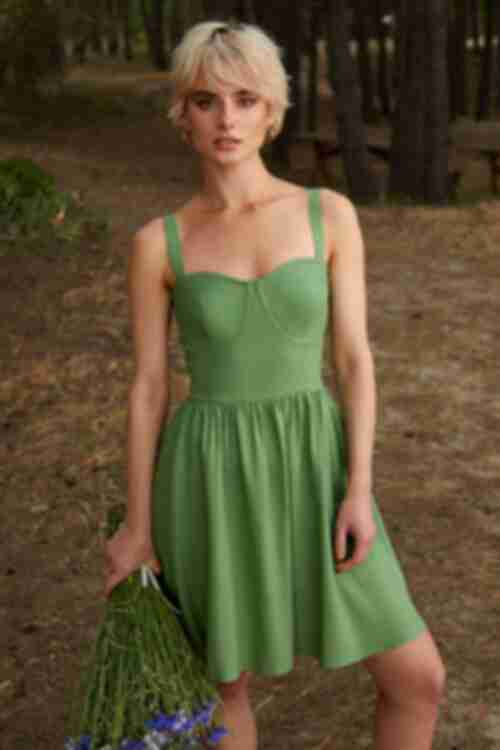 Lime mini linen sundress with corset top