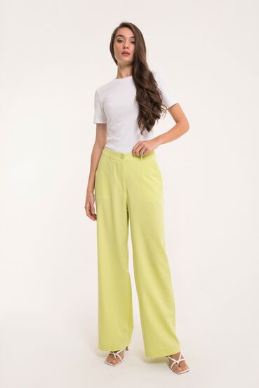 Lime straight trousers made of suiting fabric #2