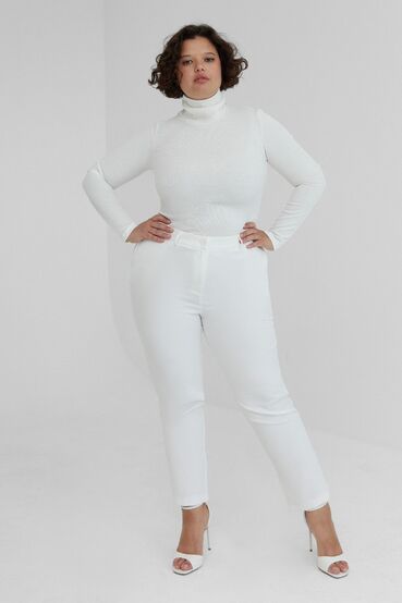 Milky trousers made of suiting fabric plus size