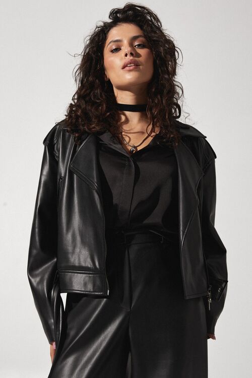 Black eco leather jacket