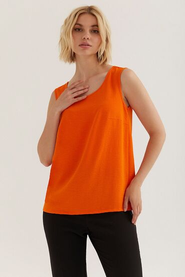 Orange crushed viscose tank top