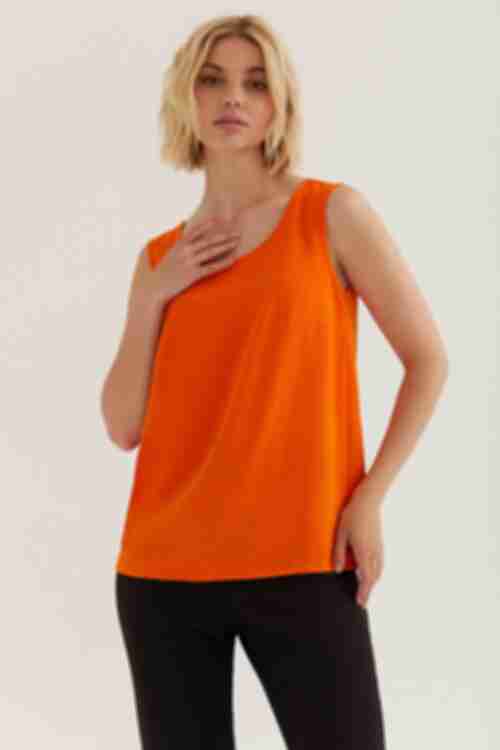 Orange crushed viscose tank top