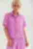 Костюм блуза з коротким рукавом та брюки палацо віскоза жатка яскраво-фіолетовий