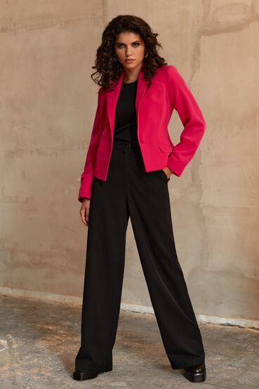 Fuchsia cropped jacket made of suiting fabric #2