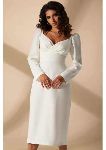 Сукня-футляр ліф на затин міді костюмна тканина молочна