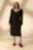 Платье-футляр лиф на запах миди костюмная ткань черное большой размер