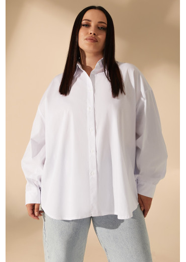 Рубашка оверсайз коттоновая белая большой размер