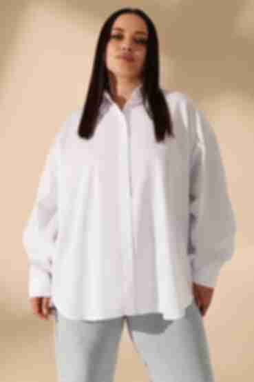 White oversize cotton shirt plus size