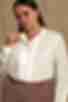 Блуза софт із защипами молочна великий розмір