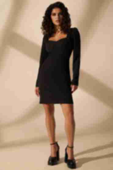 Black mini dress made of suiting fabric