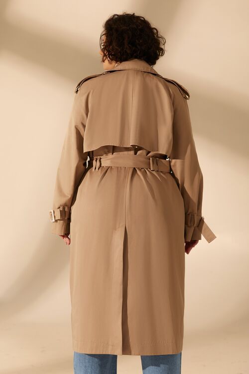 Latte midi oversize cotton trench coat plus size