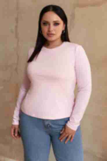 Light pink knitted longsleeve plus size