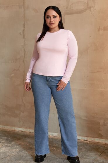 Light pink knitted longsleeve plus size #2