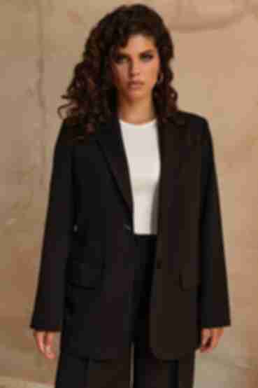 Black jacket made of suiting fabric
