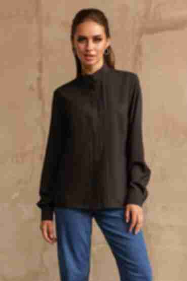 Black soft rayon blouse with pin tucks