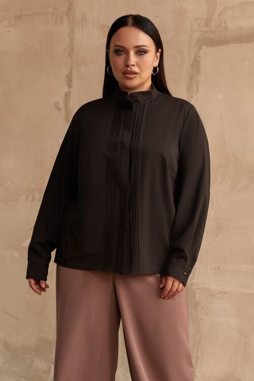 Black soft rayon blouse with pin tucks plus size