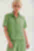 Костюм блуза з коротким рукавом та брюки палацо віскоза жатка трав'яний