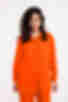Orange crushed viscose suit with blouse and palazzo trousers