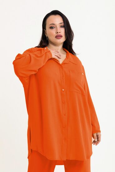 Orange palazzo pants made of crushed viscose plus size #2