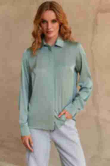 Блуза искусственный шелк шалфей