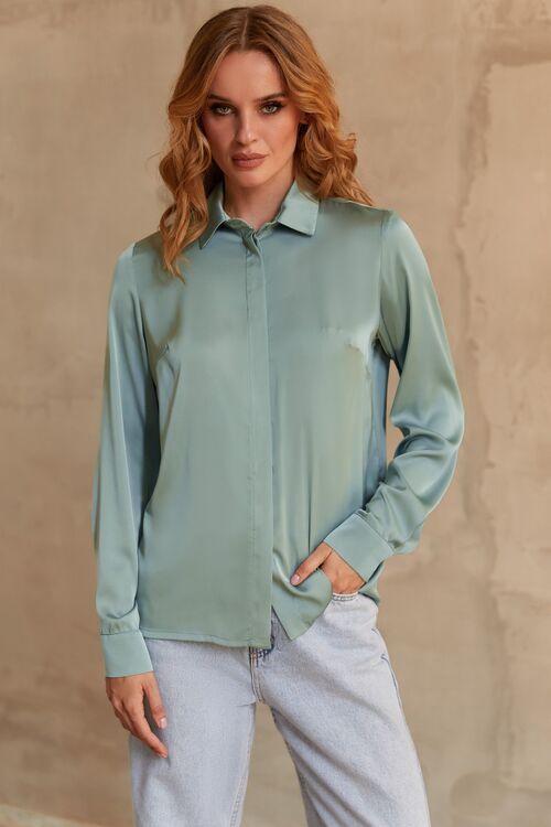 Sage blouse made of artificial silk