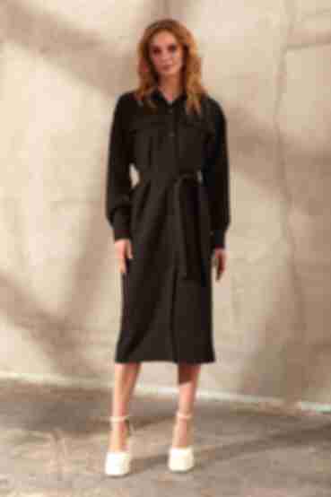 Black midi suiting fabric dress