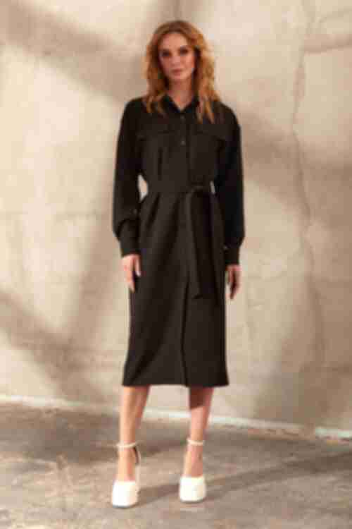 Black midi suiting fabric dress