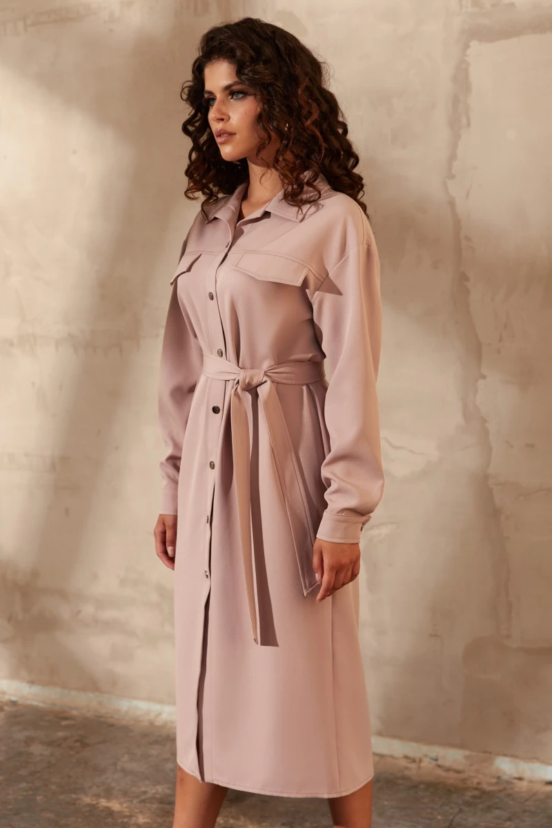 Mocha midi suiting fabric dress