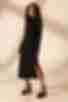 Black midi straight angora dress with a turtleneck