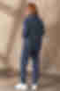 Вельветовый костюм рубашка и зауженные брюки цвета темный деним большой размер