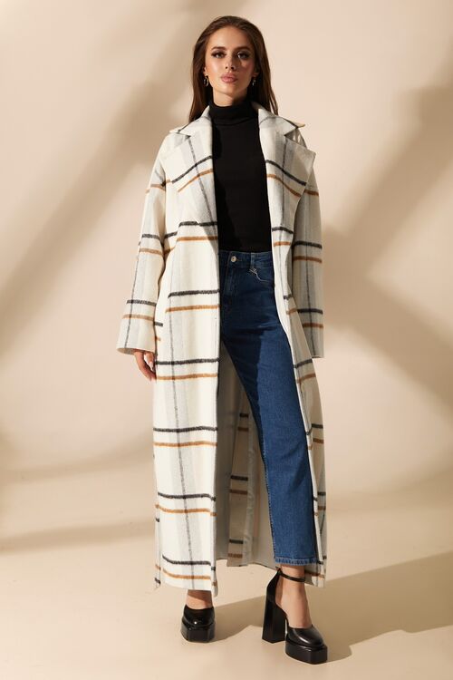 Milky oversize coat in brown checks