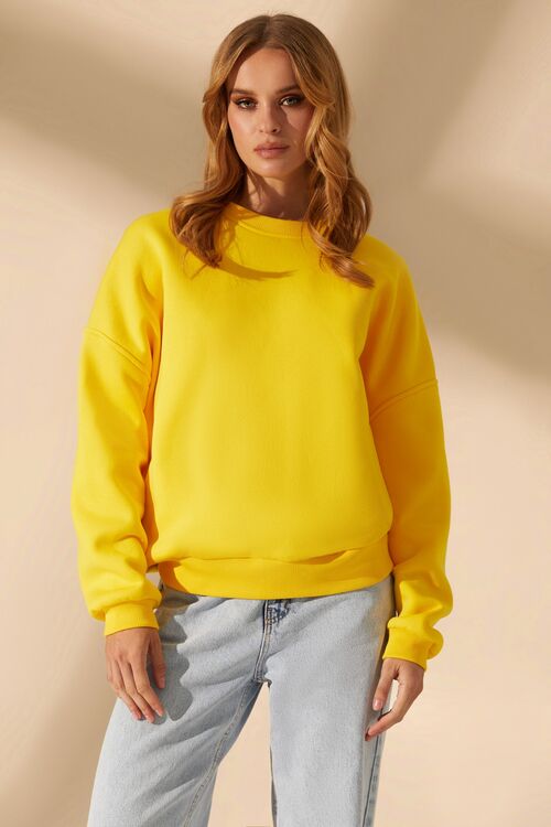 Yellow knitted sweatshirt with fleece