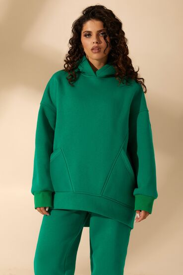 Emerald knitted with fleece suit with hoodie with pockets and trousers #2