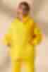 Yellow knitted suit with fleece with hoodie with pockets and trousers