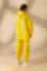 Yellow knitted suit with fleece with hoodie with pockets and trousers