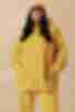 Костюм трикотажный с начесом худи с карманами и брюки желтого цвета большой размер