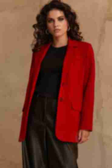 Red jacket made of suiting fabric