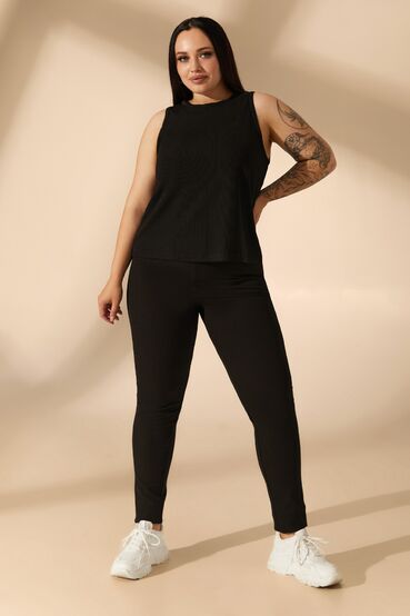 Black ribbed knitted leggings plus size