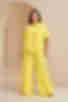 Костюм блуза с коротким рукавом и брюки палаццо жатка вискоза лимонный большой размер