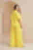 Костюм блуза с коротким рукавом и брюки палаццо жатка вискоза лимонный большой размер