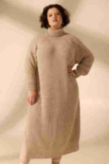 Light beige maxi knitted dress plus size