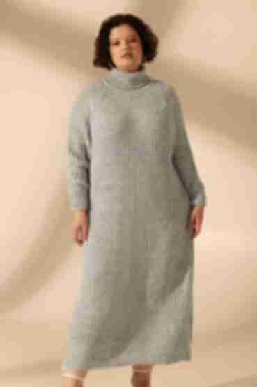 Gray maxi knitted dress plus size