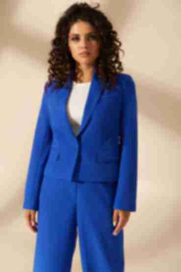 Electric blue cropped jacket made of suiting fabric