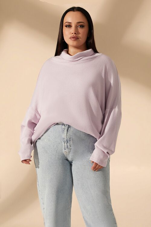 Buy Light lavender ribbed angora sweater with a turtleneck plus size sweater purple color knitted fabric casual style buy in VOVK online store