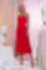 Red midi shoulder strap sundress made of artificial silk