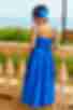 Blue midi linen sundress with corset top