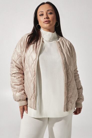 Latte bomber jacket made of raincoat fabric plus size