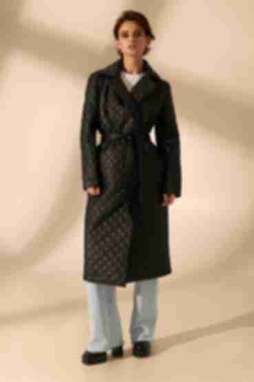 Black midi quilted jacket-coat