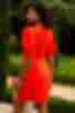 Сукня міні з об'ємним рукавом із льону помаранчева