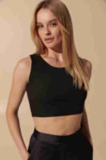 Black knitted crop top